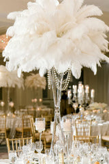 Silk All White Ostrich Feather Center piece 2